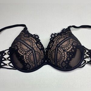 LS BLK/TAN Hello Sugar Push-up Plunge, 34C *P1008